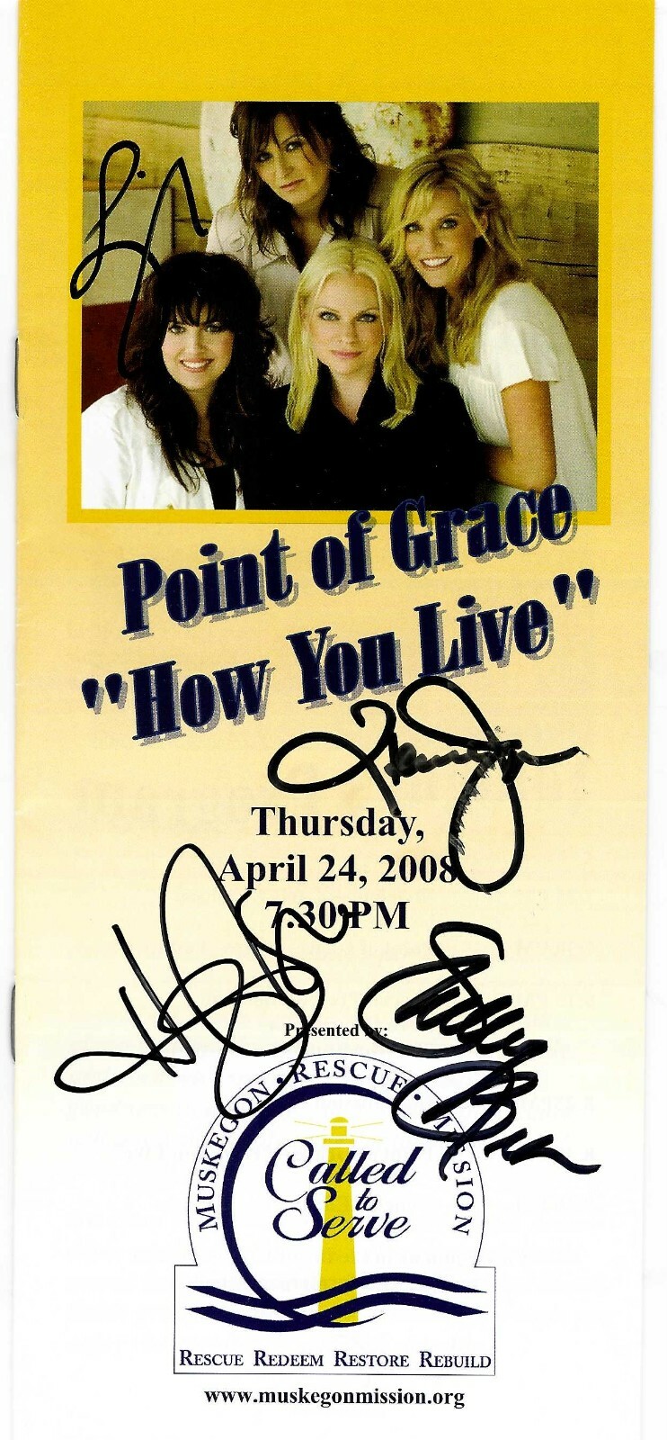 Point of Grace Signed Concert Program Signed By All 4 Members