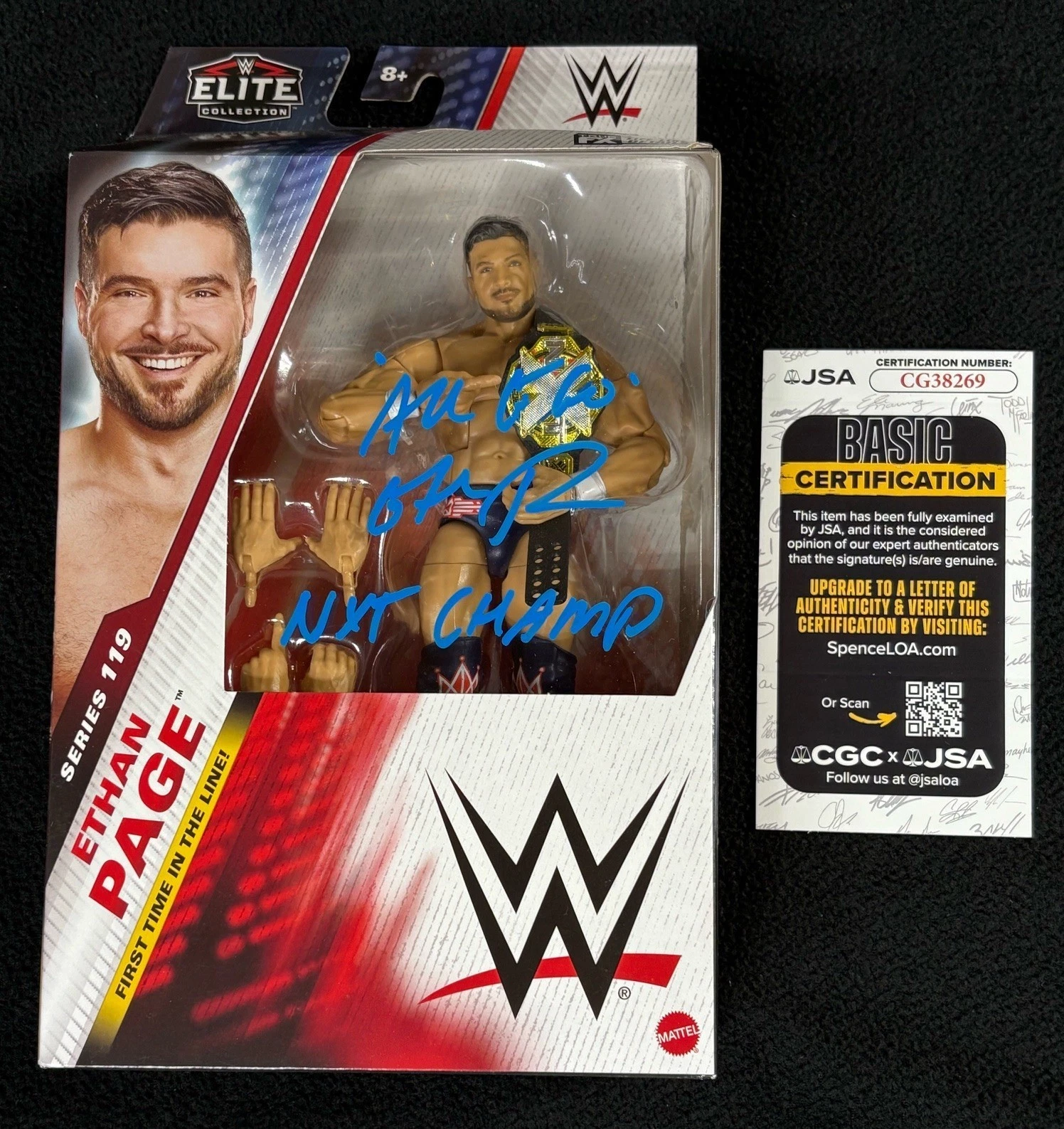 Ethan Page Signed & Inscribed NXT Champion WWE Elite Action Figure JSA COA