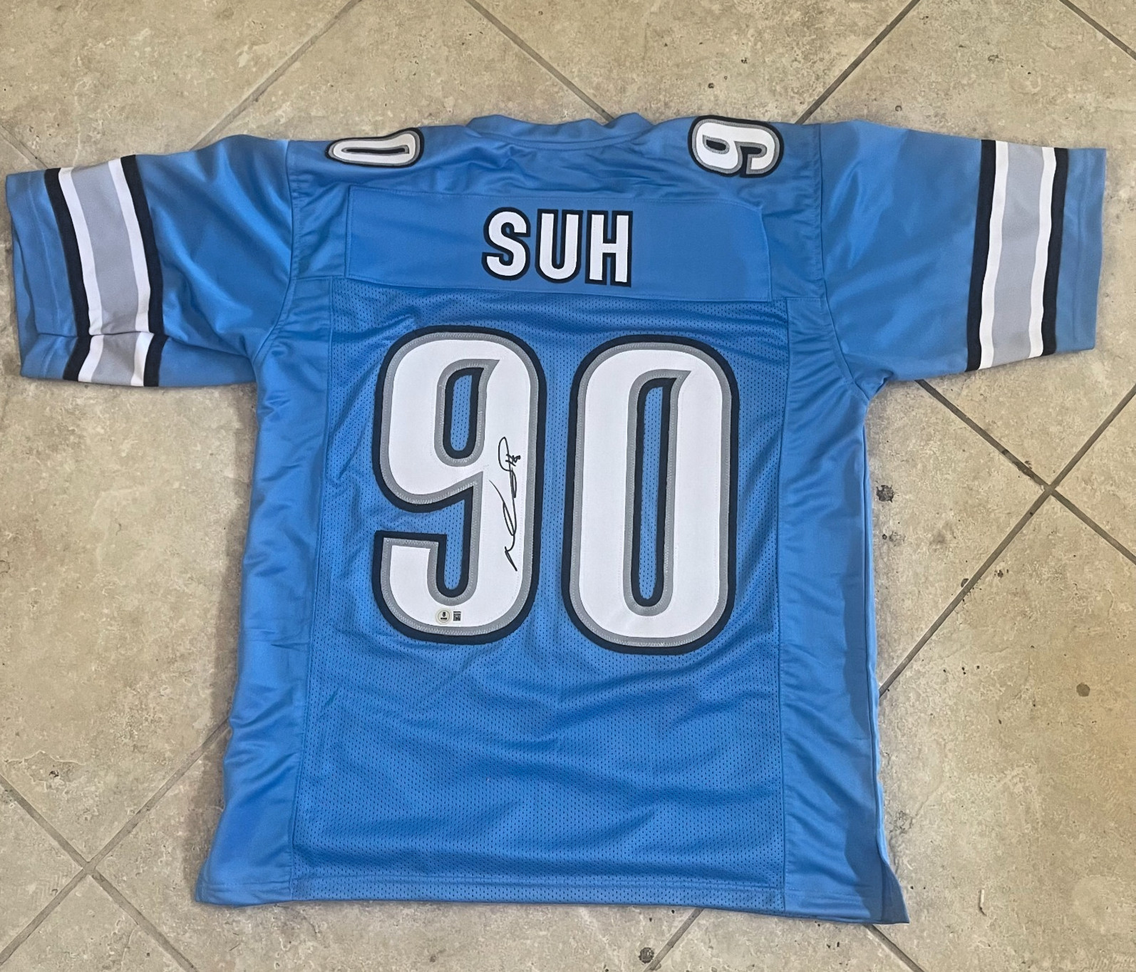 NDAMUKONG SUH LIONS SIGNED AUTOGRAPHED CUSTOM JERSEY BECKETT AUTHENTICATED
