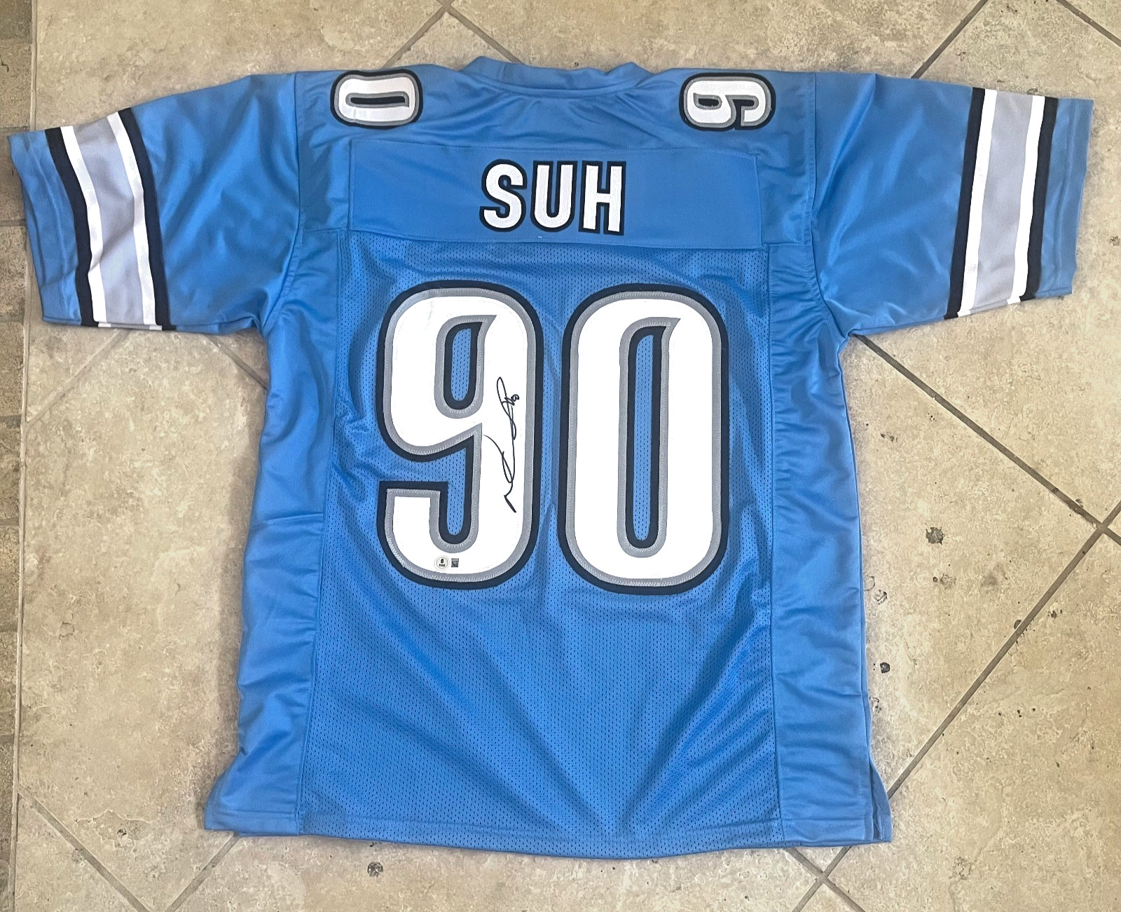NDAMUKONG SUH LIONS SIGNED AUTOGRAPHED CUSTOM JERSEY BECKETT AUTHENTICATED