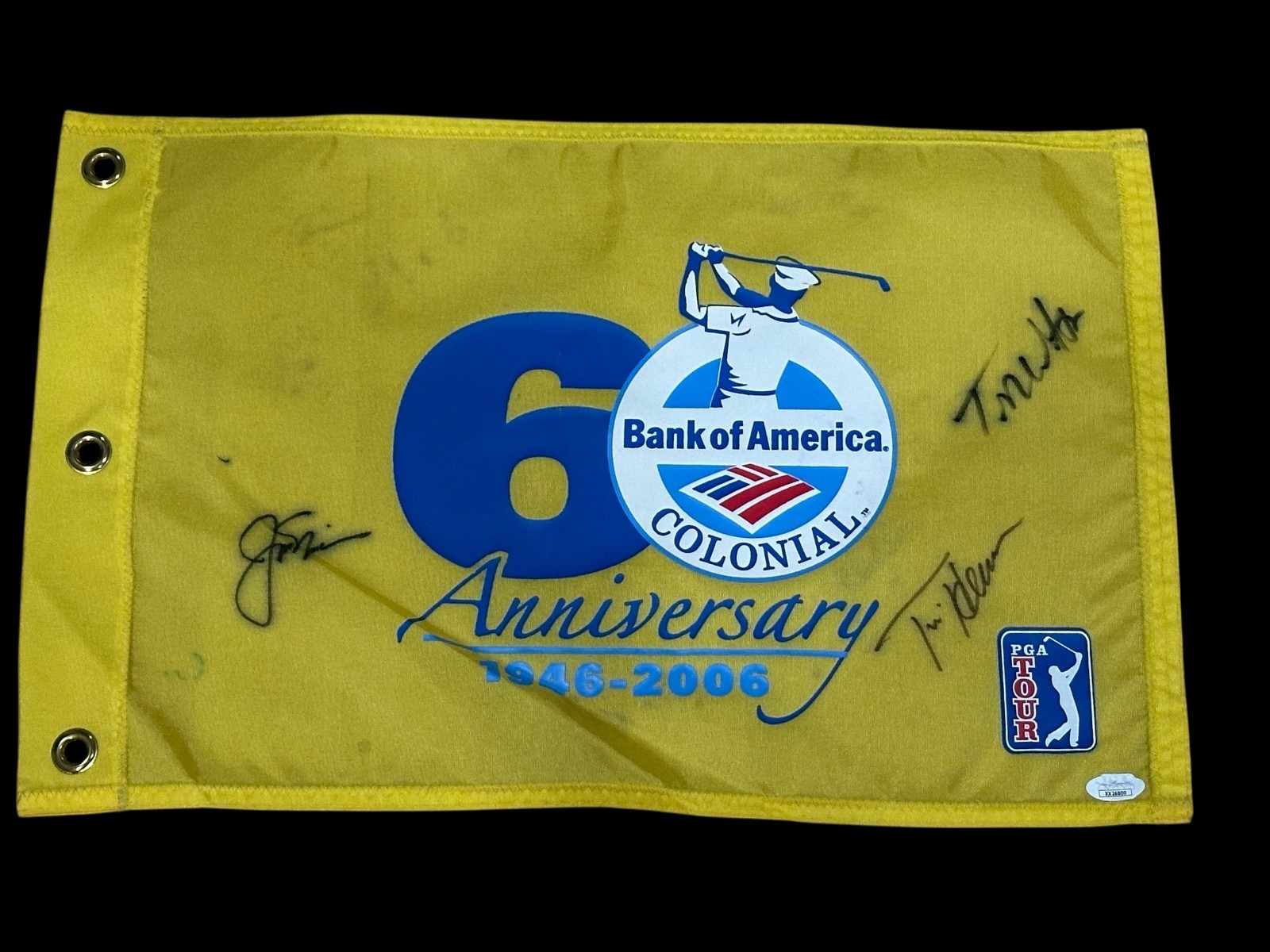 Jack Nicklaus Tom Watson Tim Herron Golf PGA Signed Autograph Flag Pin JSA