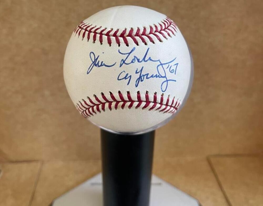 JIM LONBORG CY YOUNG 67 RED SOX  SIGNED AUTOGRAPHED M.L. BASEBALL BECKETT AUTH
