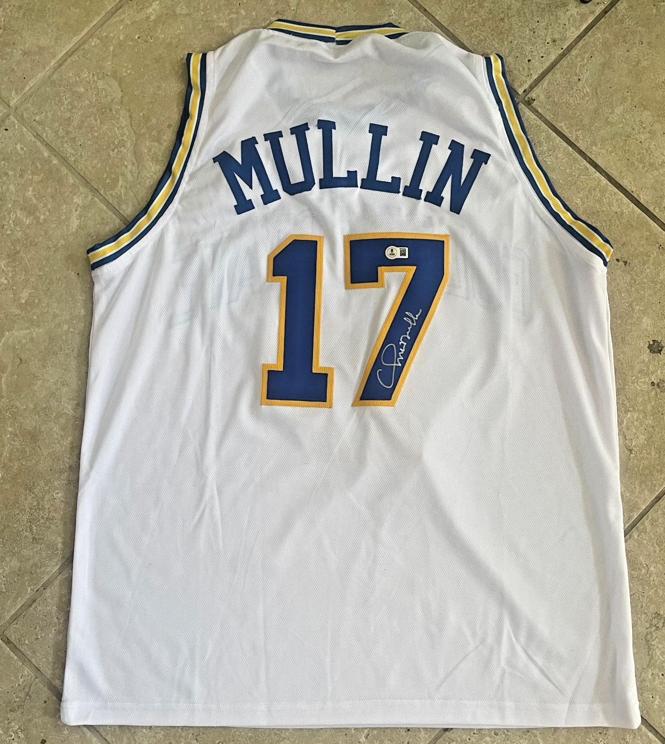 CHRIS MULLIN GOLDEN STATE SIGNED AUTOGRAPHED JERSEY BECKETT AUTH