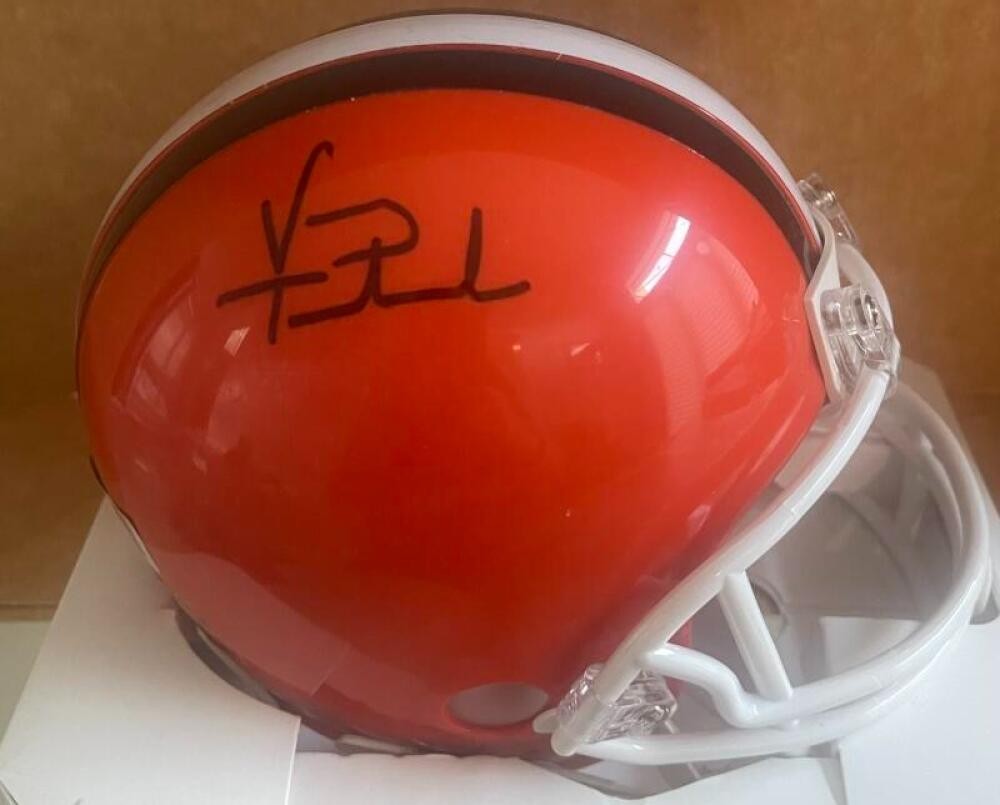 VINNY TESTAVERDE BROWNS SIGNED AUTOGRAPHED MINI HELMET BECKETT AUTH
