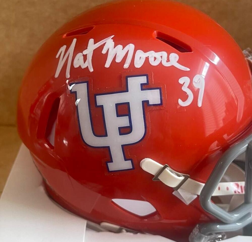 NAT MOORE FLORIDA GATORS SIGNED AUTOGRAPHED MINI HELMET BECKETT AUTH