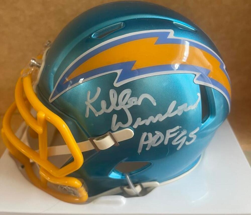 KELLEN WINSLOW SAN DIEGO CHARGERS HOF 95 SIGNED FLASH MINI HELMET BECKETT