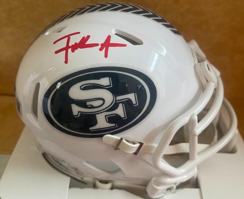 FRANK GORE SAN FRANCISCO 49ERS S2SERVICE SIGNED AUTOGRAPHED MINI HELMET BECKETT