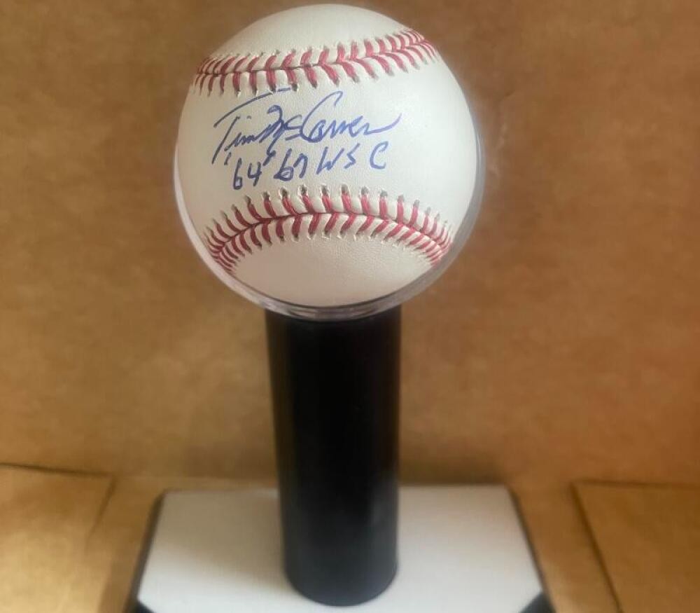 TIM MCCARVER CARDINALS 64 67 WSC SIGNED AUTOGRAPHED M.L. BASEBALL BECKETT AUTH