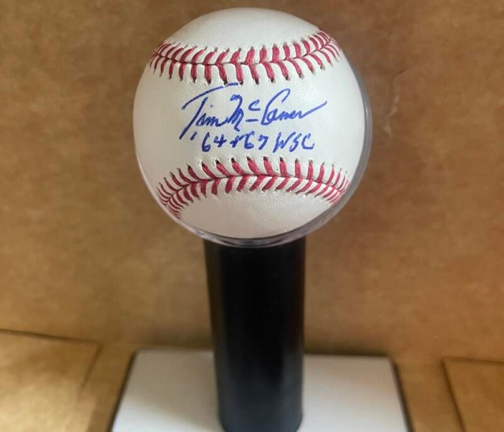 TIM MCCARVER CARDINALS 64 67 WSC SIGNED AUTOGRAPHED M.L. BASEBALL BECKETT AUTH