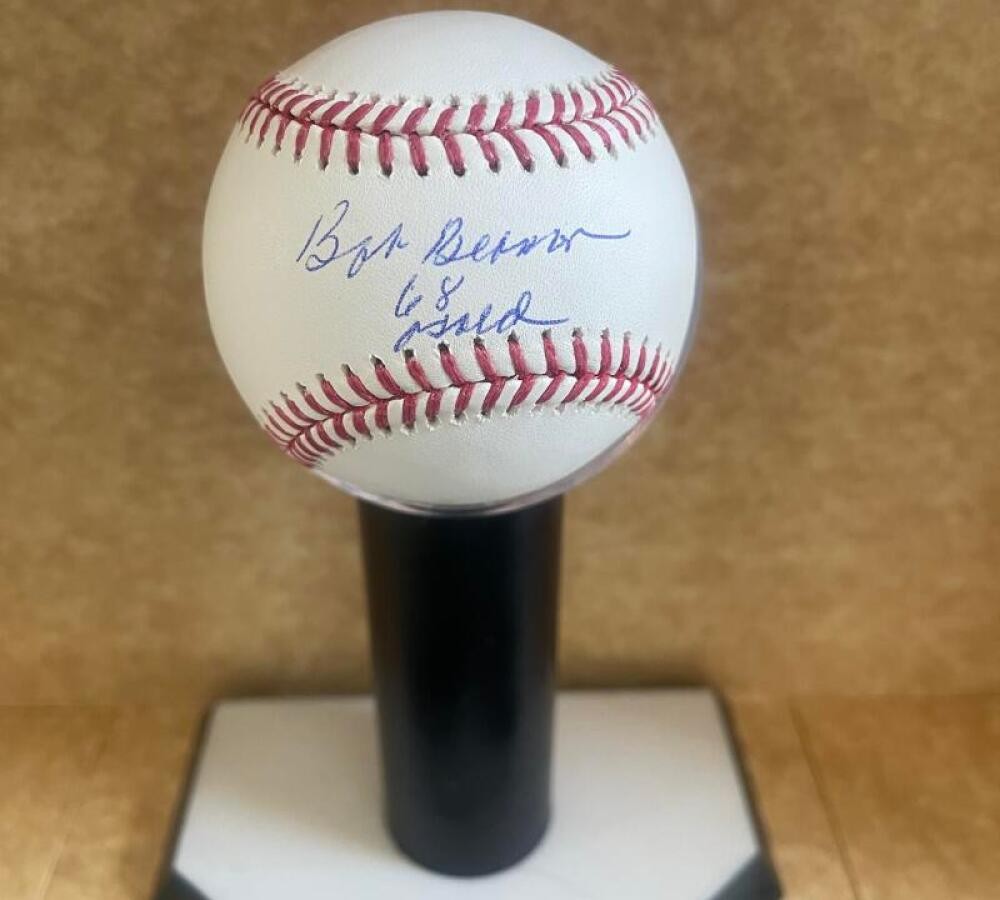 BOB BEAMON 68 GOLD OLYMPICS SIGNED AUTOGRAPHED M.L. BASEBALL BECKETT AUTH