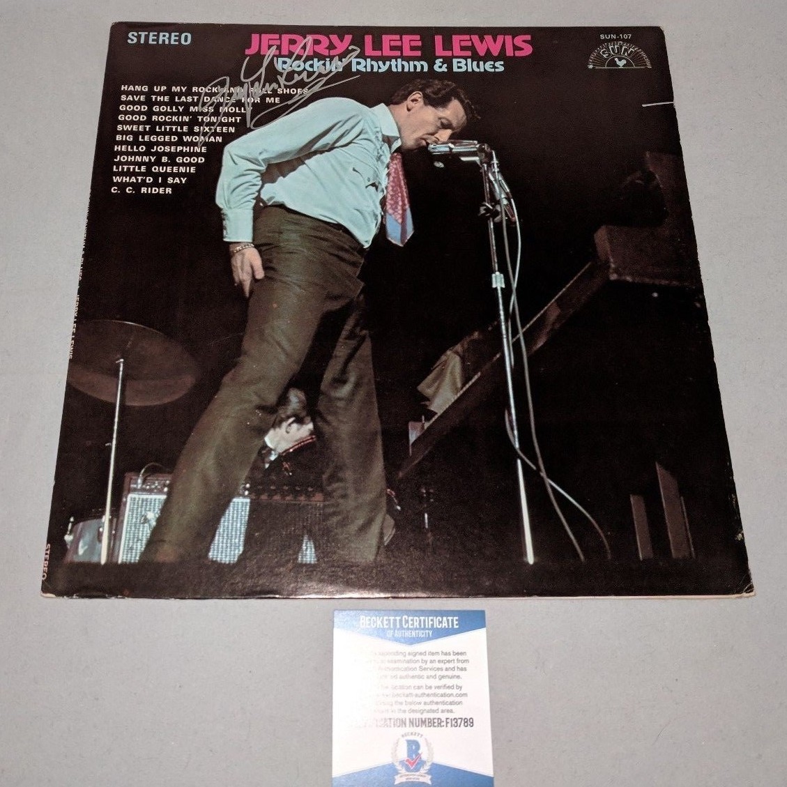 ROCK ICON LEGEND JERRY LEE LEWIS signed autographed LP RECORD BECKETT COA (BAS)