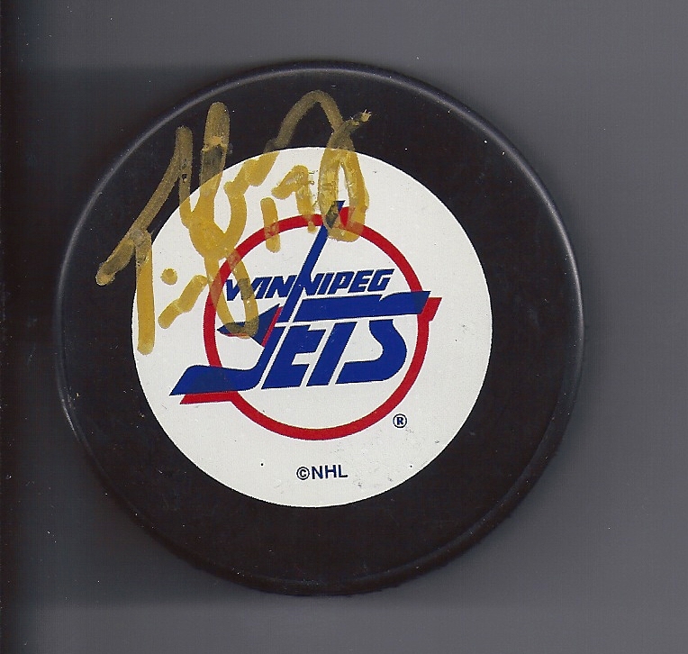 Tim YOUNG Signed WINNIPEG JETS Puck