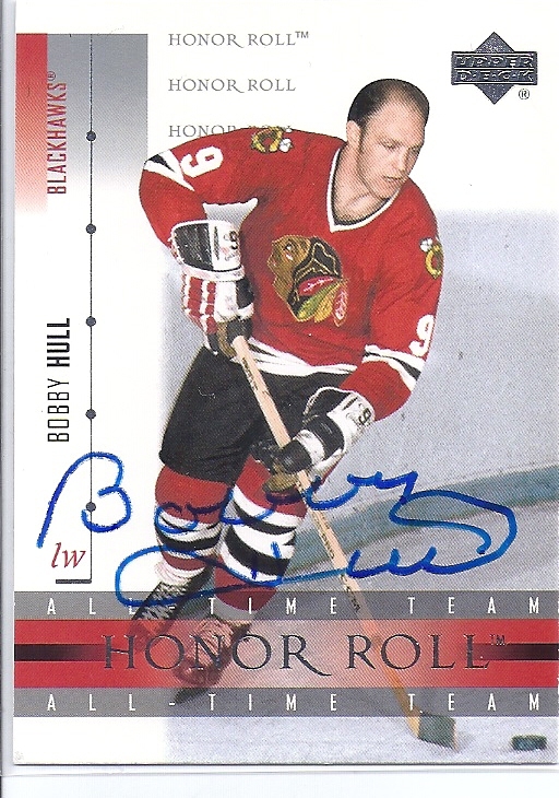 Bobby HULL Signed 2001/02 Upper Deck Honor Roll Card