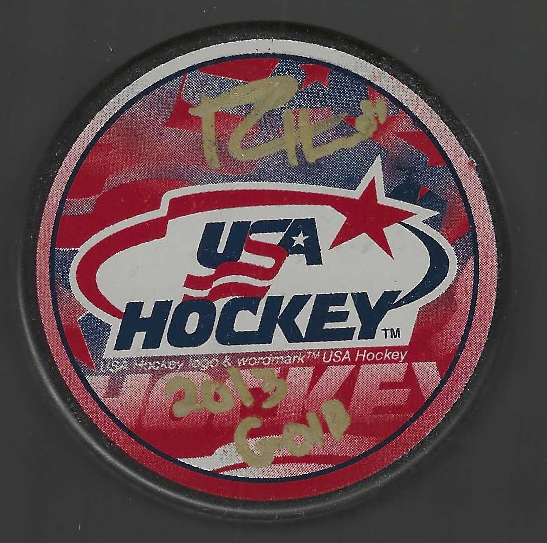 Ryan Hartman Signed & Inscribed TEAM USA WJC Puck Dallas Stars