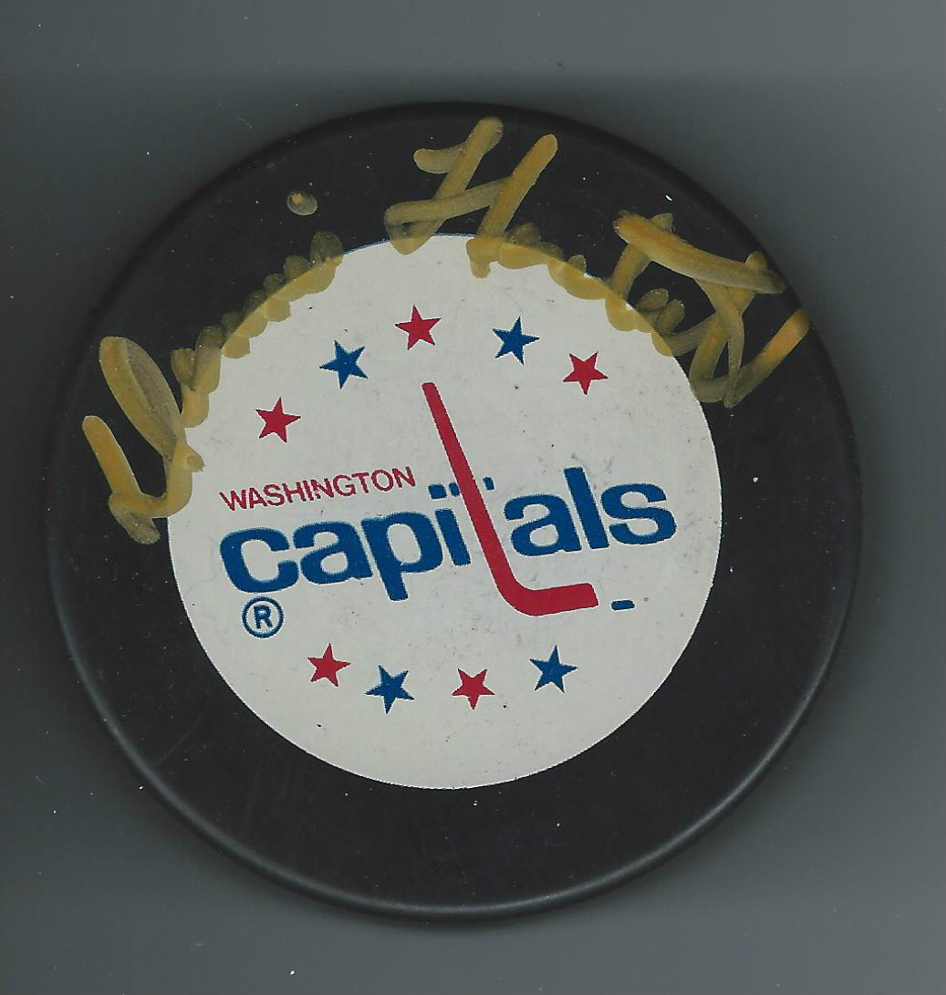 Dennis HEXTALL Signed WASHINGTON CAPITALS Puck