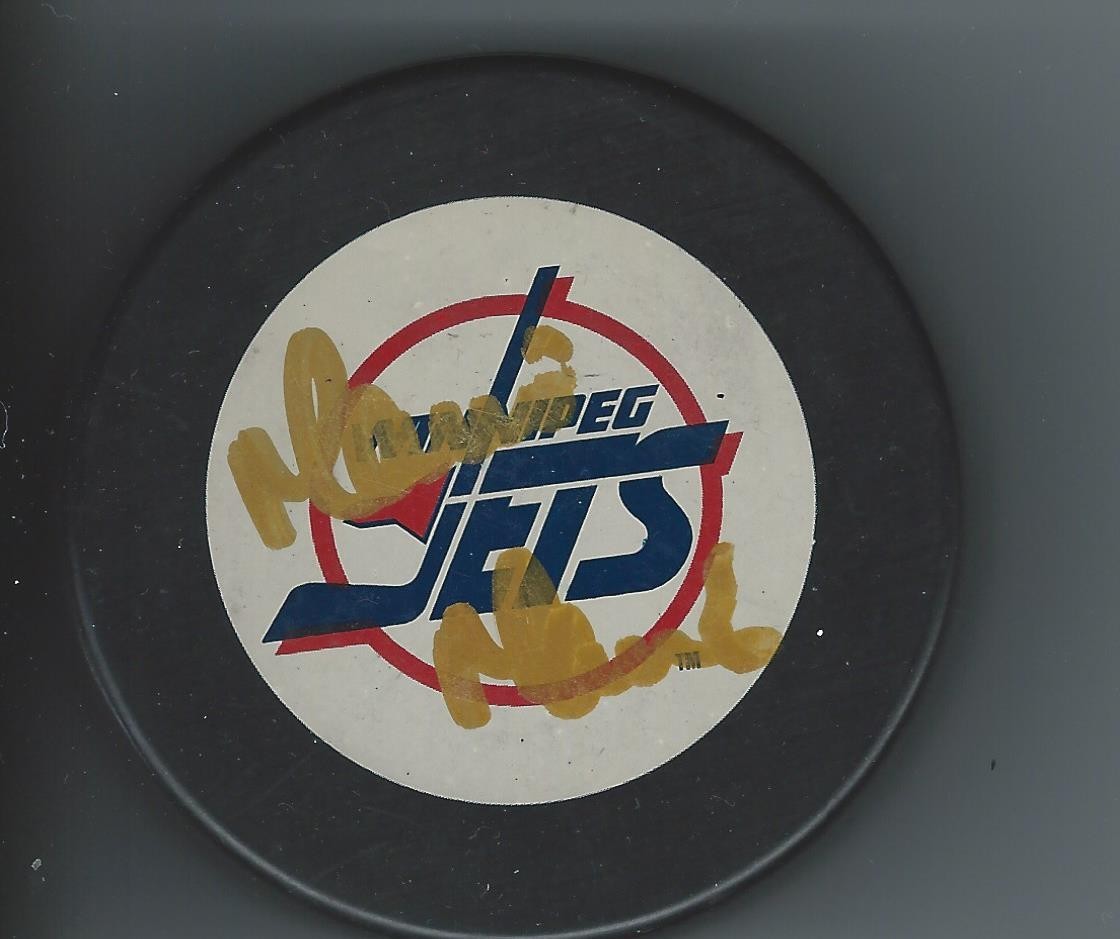 Mario MAROIS Signed WINNIPEG JETS Puck
