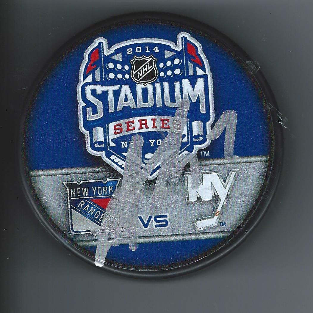 Matt Carkner Signed New York Islanders 2014 STADIUM SERIES Puck