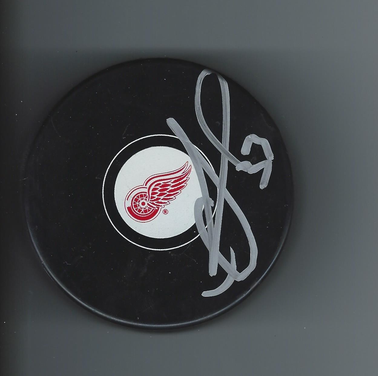 Yves RACINE Signed DETROIT RED WINGS Puck
