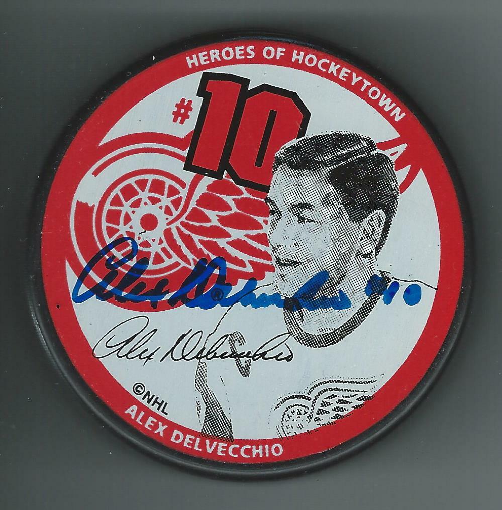Alex Delvecchio Signed Detroit Red Wings Little Caesars Puck