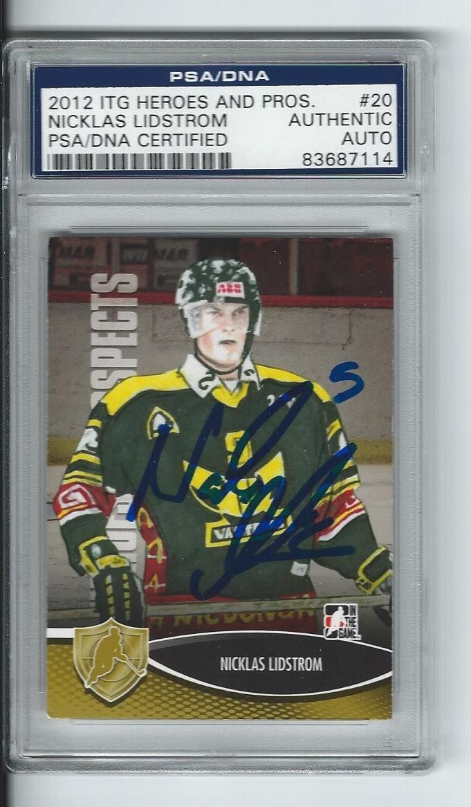NICKLAS LIDSTROM SIGNED 2012 HEROES AND PROSPECTS CARD #20 PSA/DNA 83687114