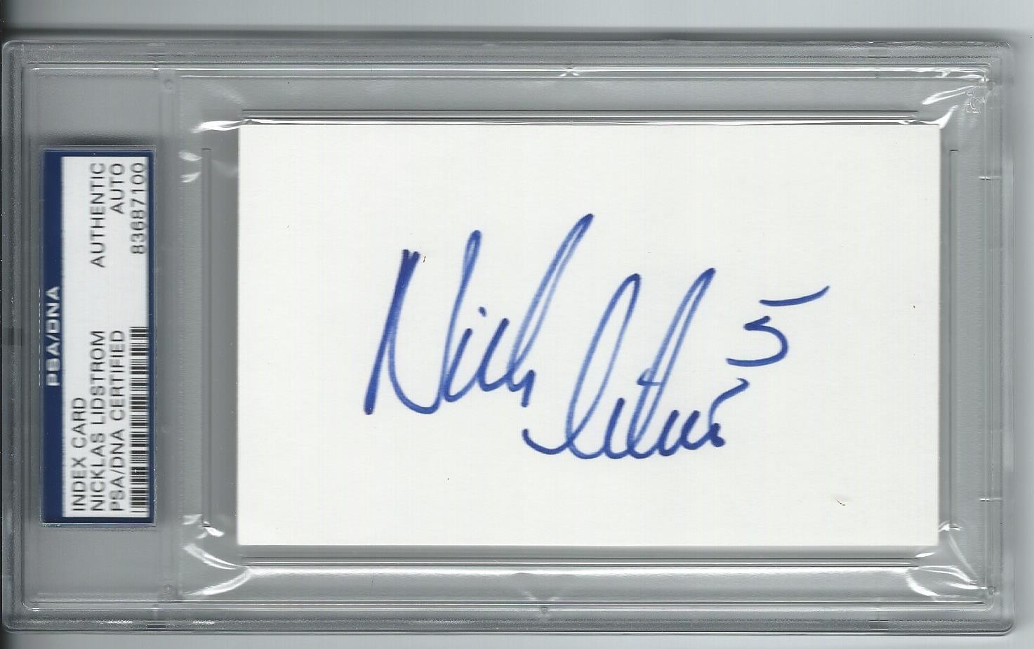 NICKLAS LIDSTROM DETROIT RED WINGS SIGNED INDEX CARD AUTOGRAPH PSA/DNA 83687100