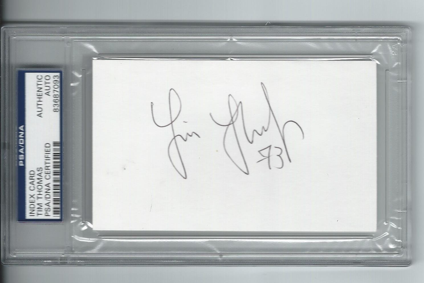 TIM THOMAS BOSTON BRUINS SIGNED INDEX CARD FULL AUTOGRAPH PSA/DNA 83687093