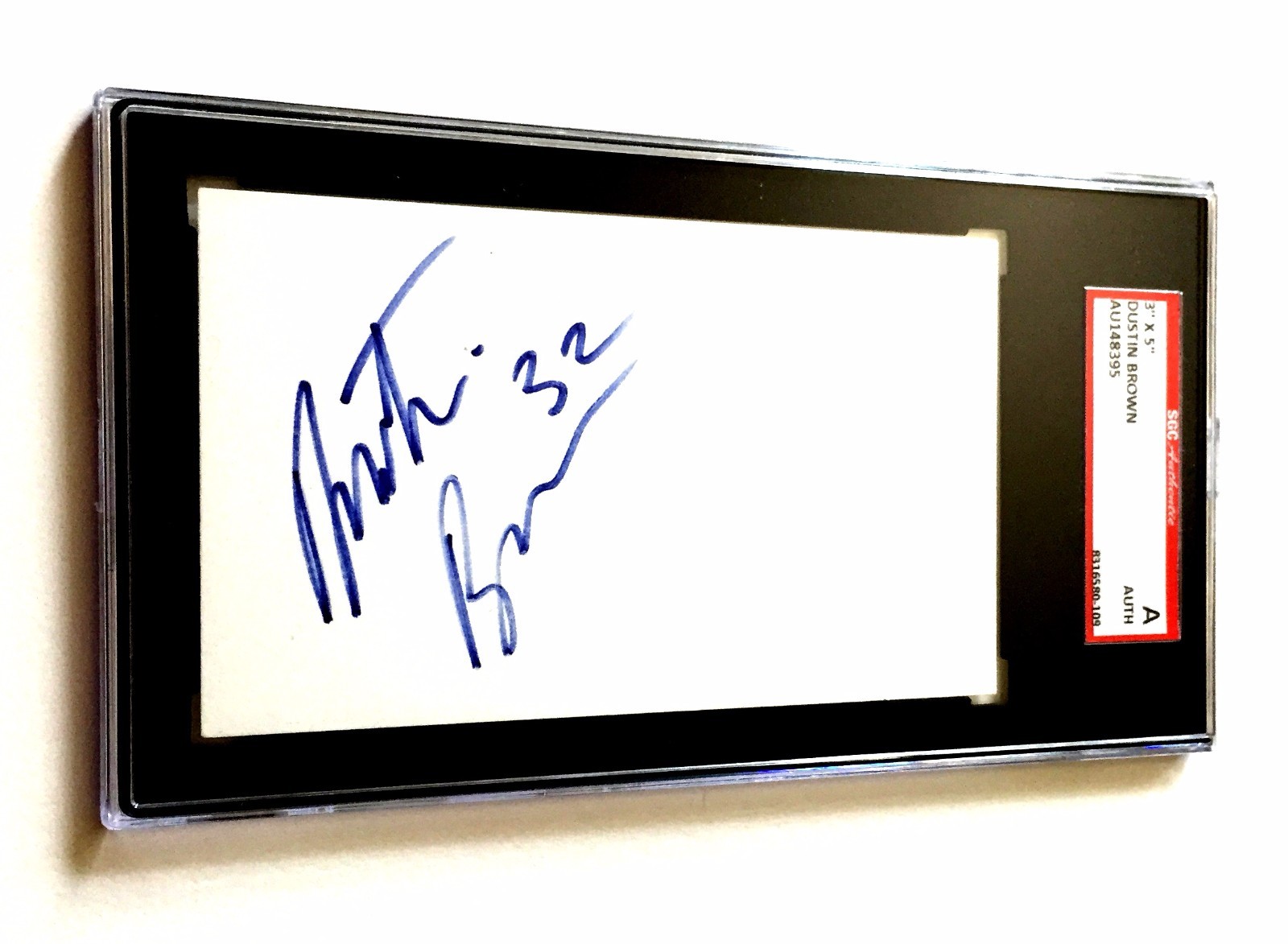 DUSTIN BROWN SIGNED INDEX CARD LOS ANGELES KINGS FULL SIG SGC AUTHENTICATED