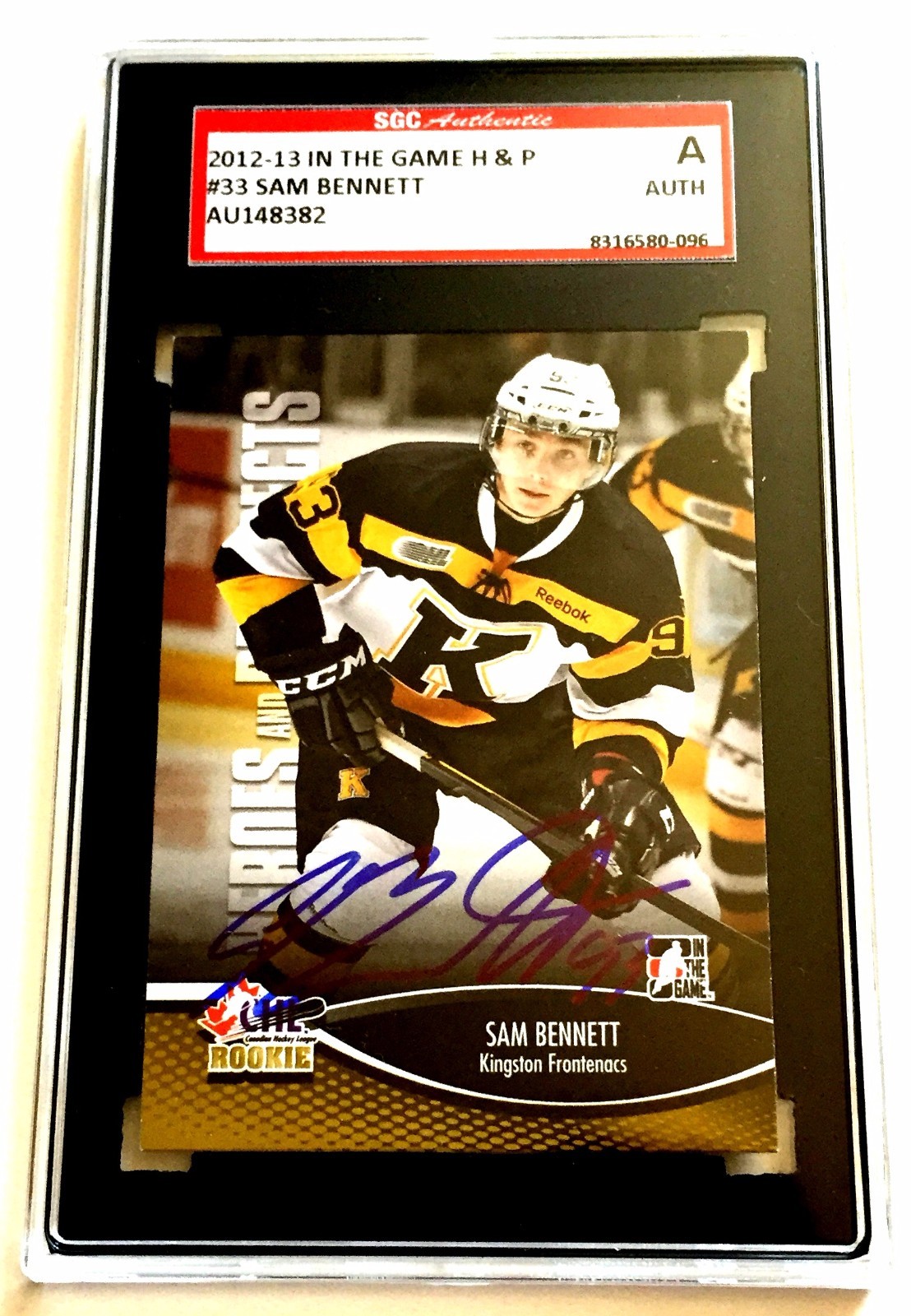 SAM BENNETT SIGNED 2012/13 HEROES AND PROSPECTS CARD #33 SGC AUTHENTICATED
