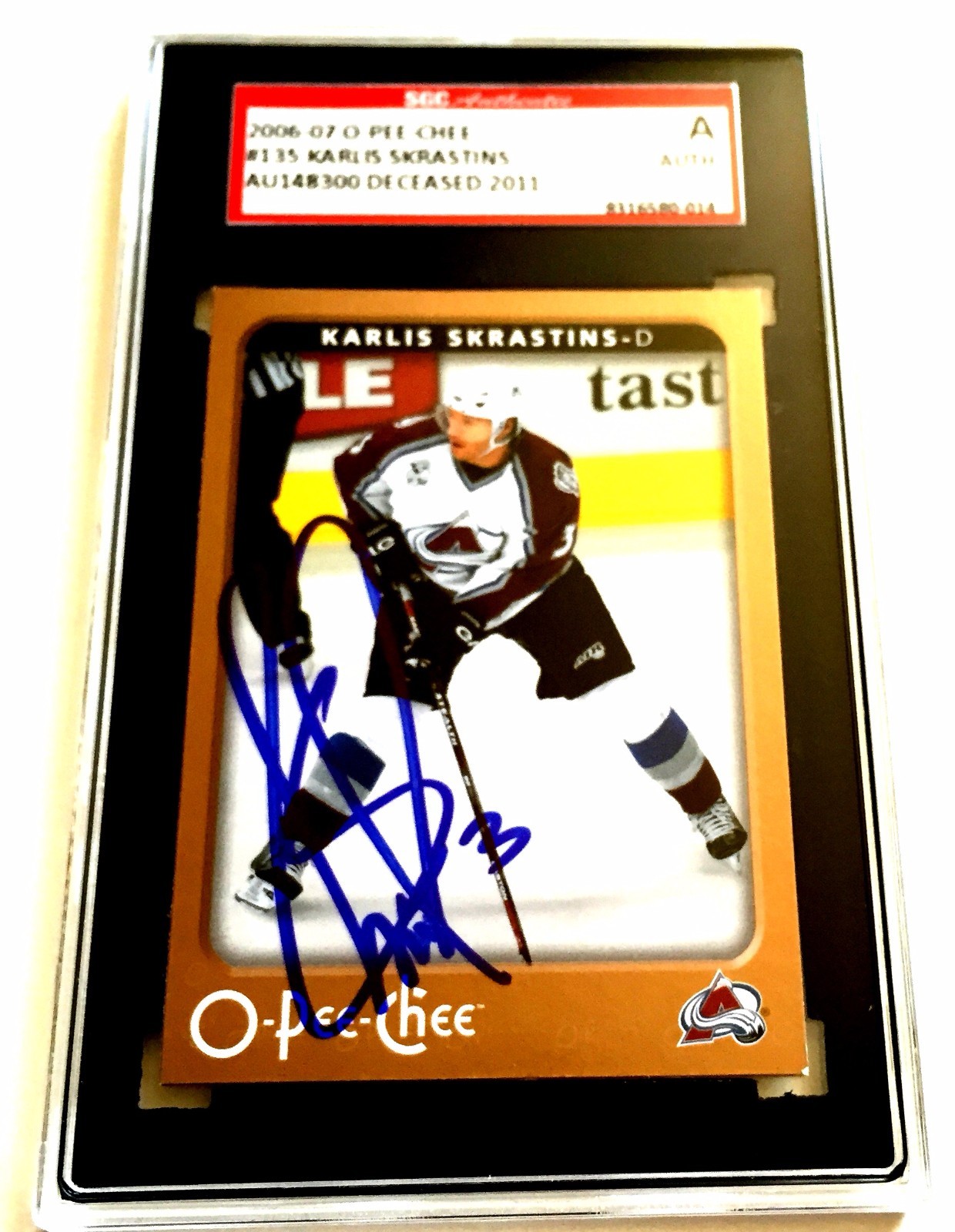 KARLIS SKRASTINS SIGNED 2006/07 O-PEE-CHEE CARD #135 SGC AUTHENTICATED