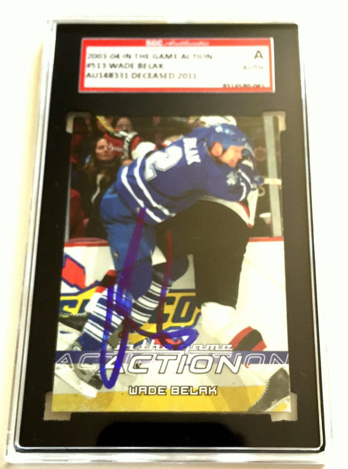 WADE BELAK SIGNED 2003/04 ITG ACTION CARD #513 SGC AUTHENTICATED