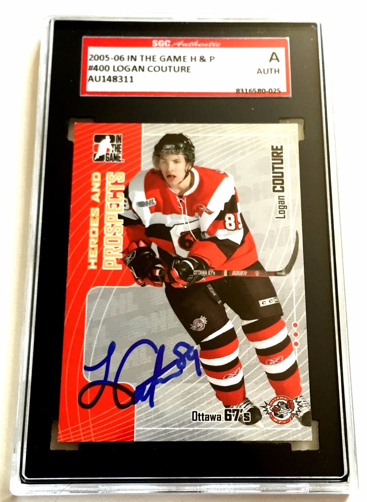 LOGAN COUTURE SIGNED 2005/06 HEROES AND PROSPECTS CARD #400 SGC AUTHENTICATED