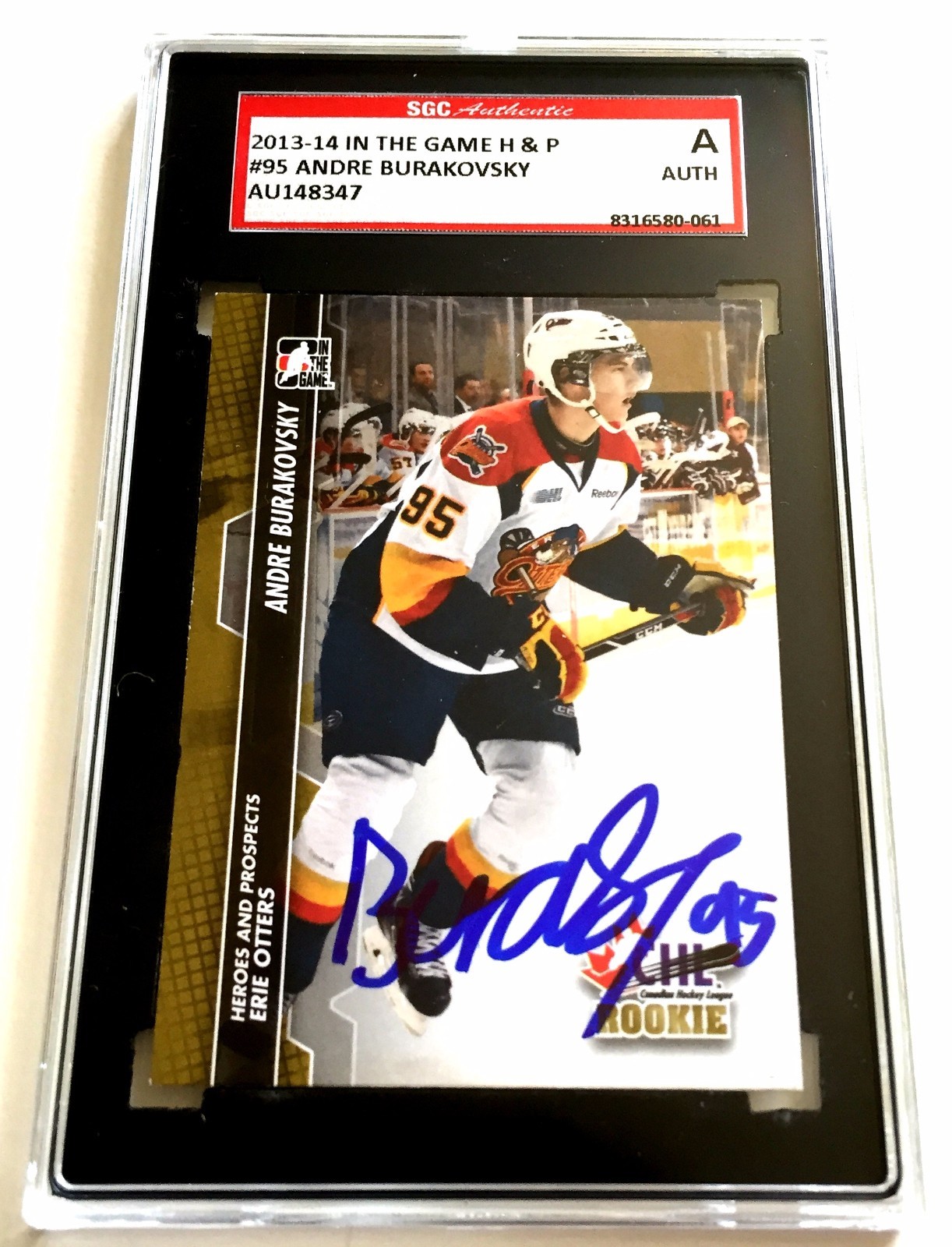 ANDRE BURAKOVSKY SIGNED 2013/14  HEROES AND PROSPECTS CARD #95 SGC AUTHENTICATED