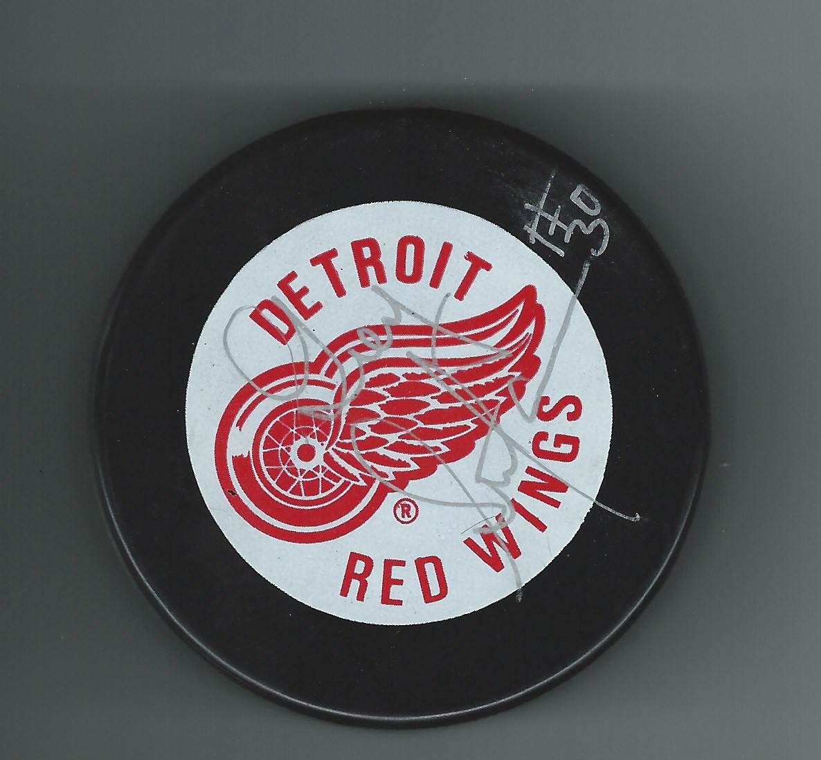 Greg Stefan Signed Detroit Red Wings 1980s Puck