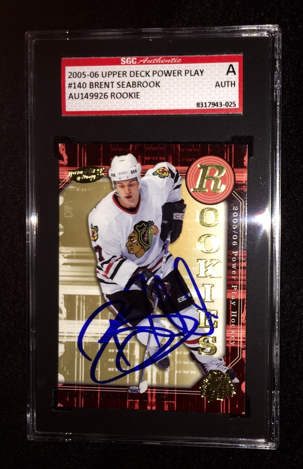 BRENT SEABROOK SIGNED 2005/06 UD POWER PLAY ROOKIE  CARD #140 SGC AUTHENTICATED