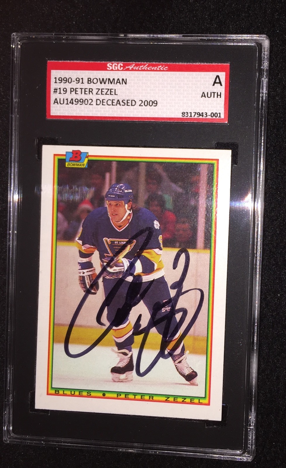 PETER ZEZEL SIGNED 1990/91 BOWMAN CARD #19 SGC AUTHENTICATED DECEASED 2009