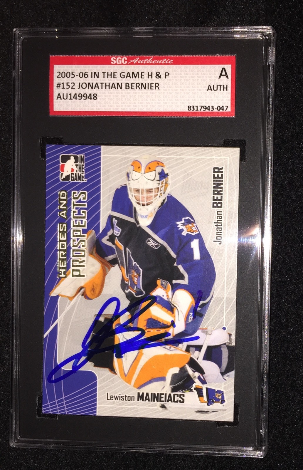 JONATHAN BERNIER SIGNED 2005/06 HEROES AND PROSPECTS CARD #152 SGC AUTHENTICATED