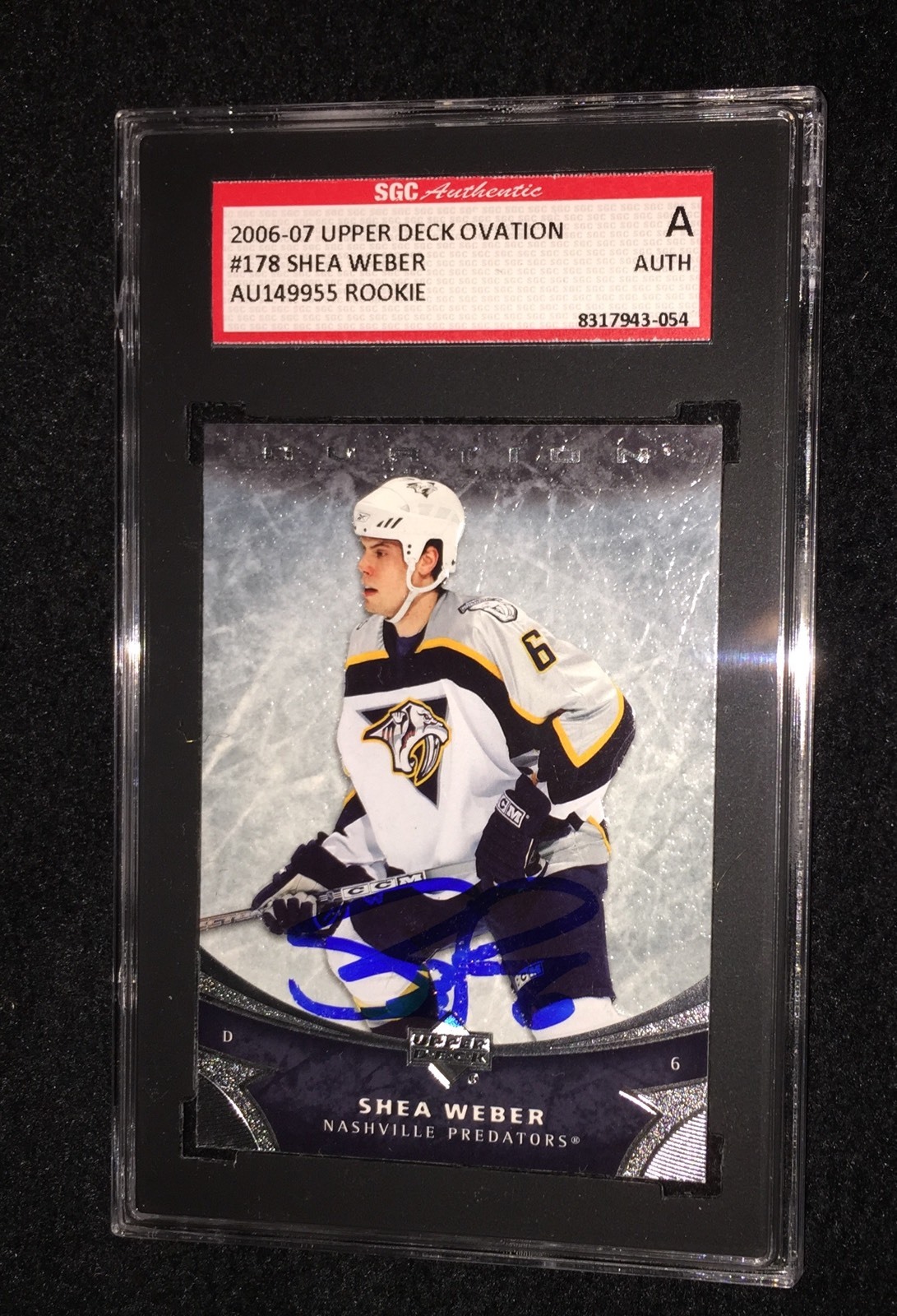 SHEA WEBER SIGNED 2006-07 UPPER DECK OVATION ROOKIE CARD #178 SGC AUTHENTICATED