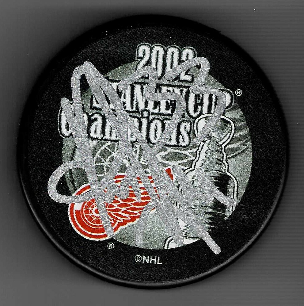 KRIS DRAPER SIGNED DETROIT RED WINGS 2002 STANLEY CUP CHAMPIONSHIP PUCK