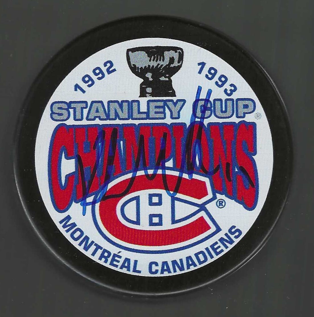 Kirk Muller Signed Montreal Canadiens 1993 Stanley Cup Championship Puck