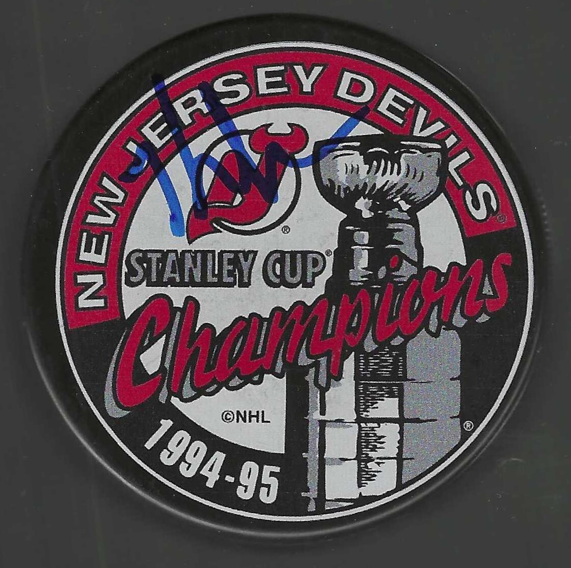 Kevin Dean Signed New Jersey Devils 1995 Stanley Cup Champions Puck
