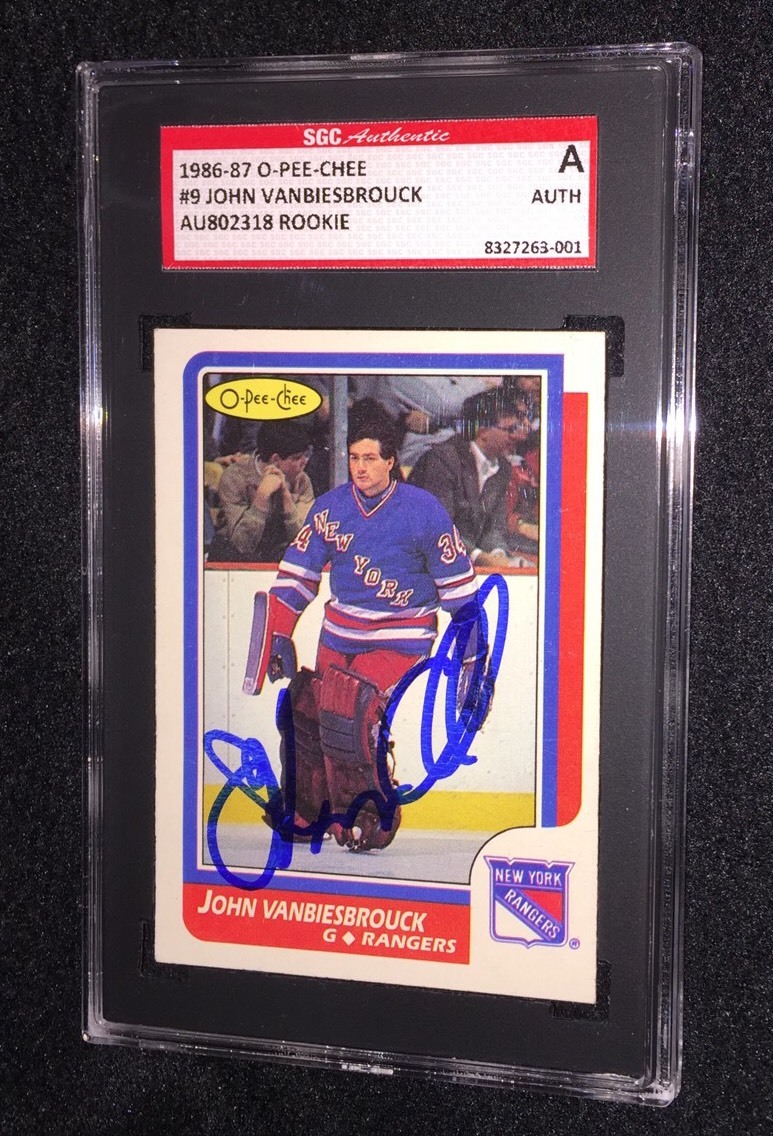 JOHN VANBIESBROUCK SIGNED 1986/87 O-PEE-CHEE ROOKIE CARD #9 SGC AUTHENTICATED