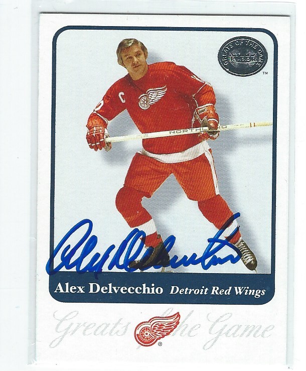 Alex Delvecchio Signed 2001/02 Fleer Greats Of The Game Card #40