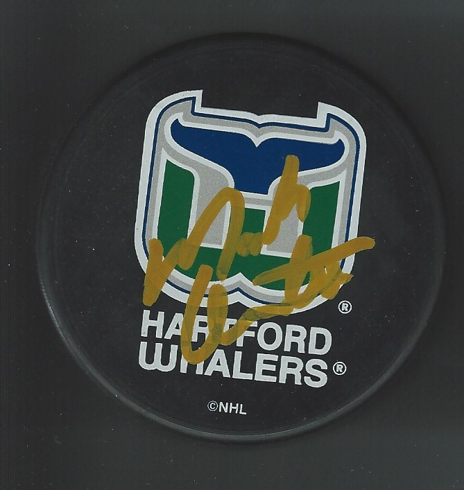 Mark Hunter Signed Hartford Whalers Puck