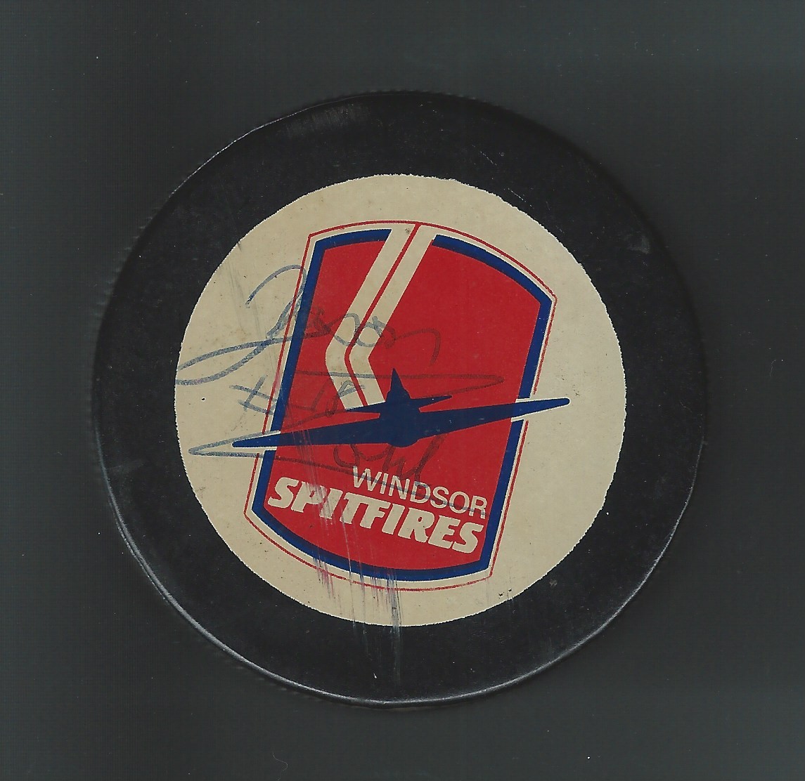 JASON ZOHIL SIGNED WINDSOR SPITFIRES BOB REAUME PUCK COLLECTIBLE MEMORABILIA