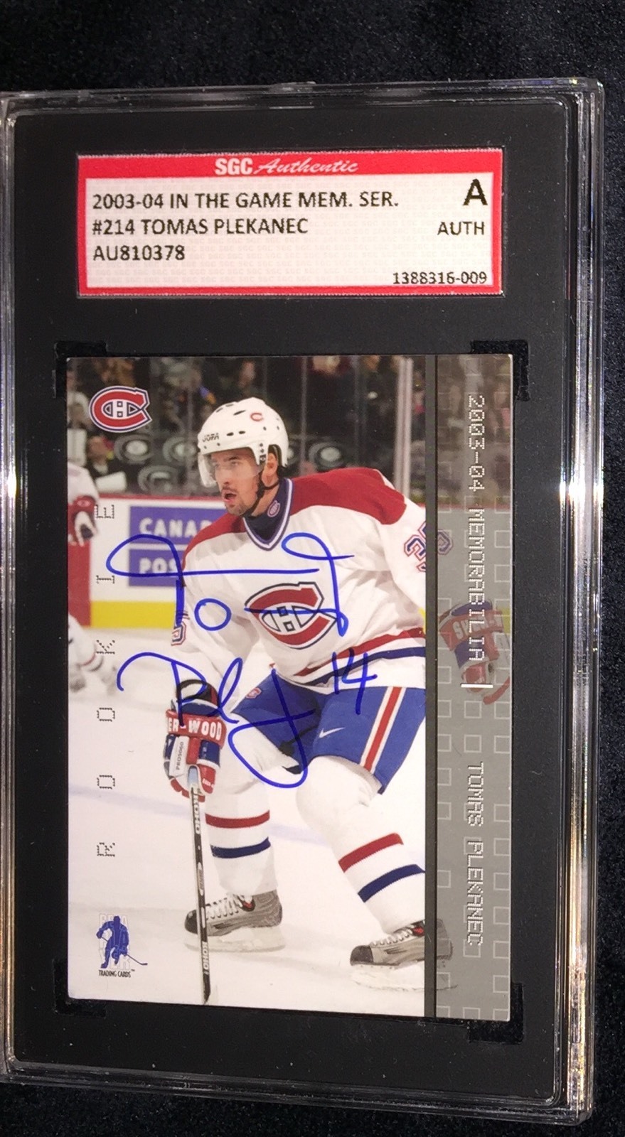 TOMAS PLEKANEC SIGNED 2003/04 BE A PLAYER MEMORABILIA ROOKIE CARD SGC CERTIFIED