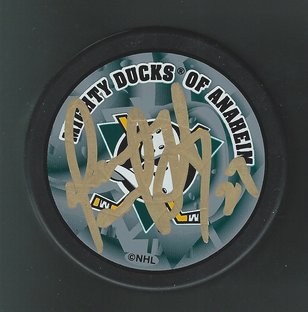 Denny Lambert Signed Anaheim Mighty Ducks Puck