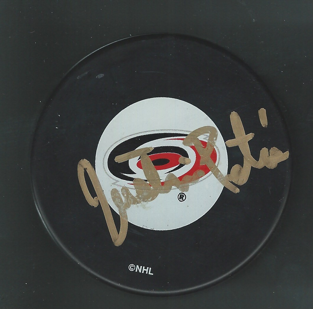 Justin Peters Signed Carolina Hurricanes Puck Canada 2018 Olympics