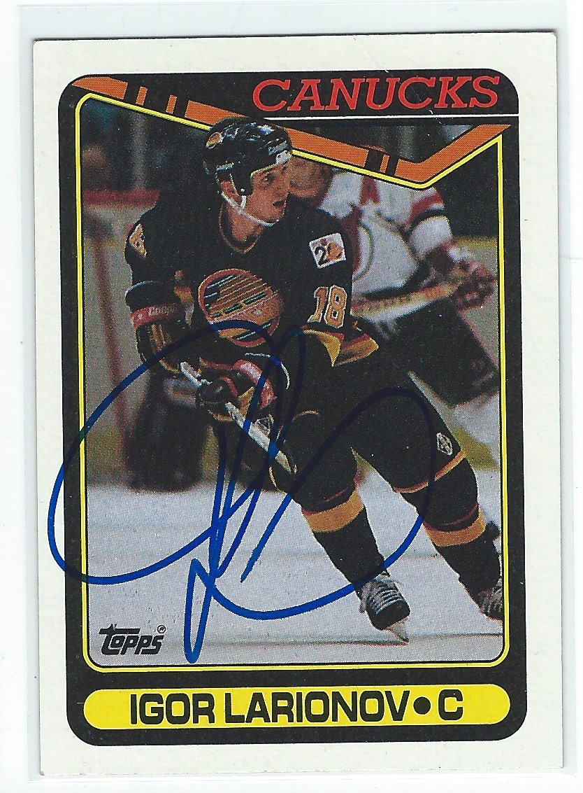 Igor Larionov Signed 1990/91 Topps Rookie Card #359