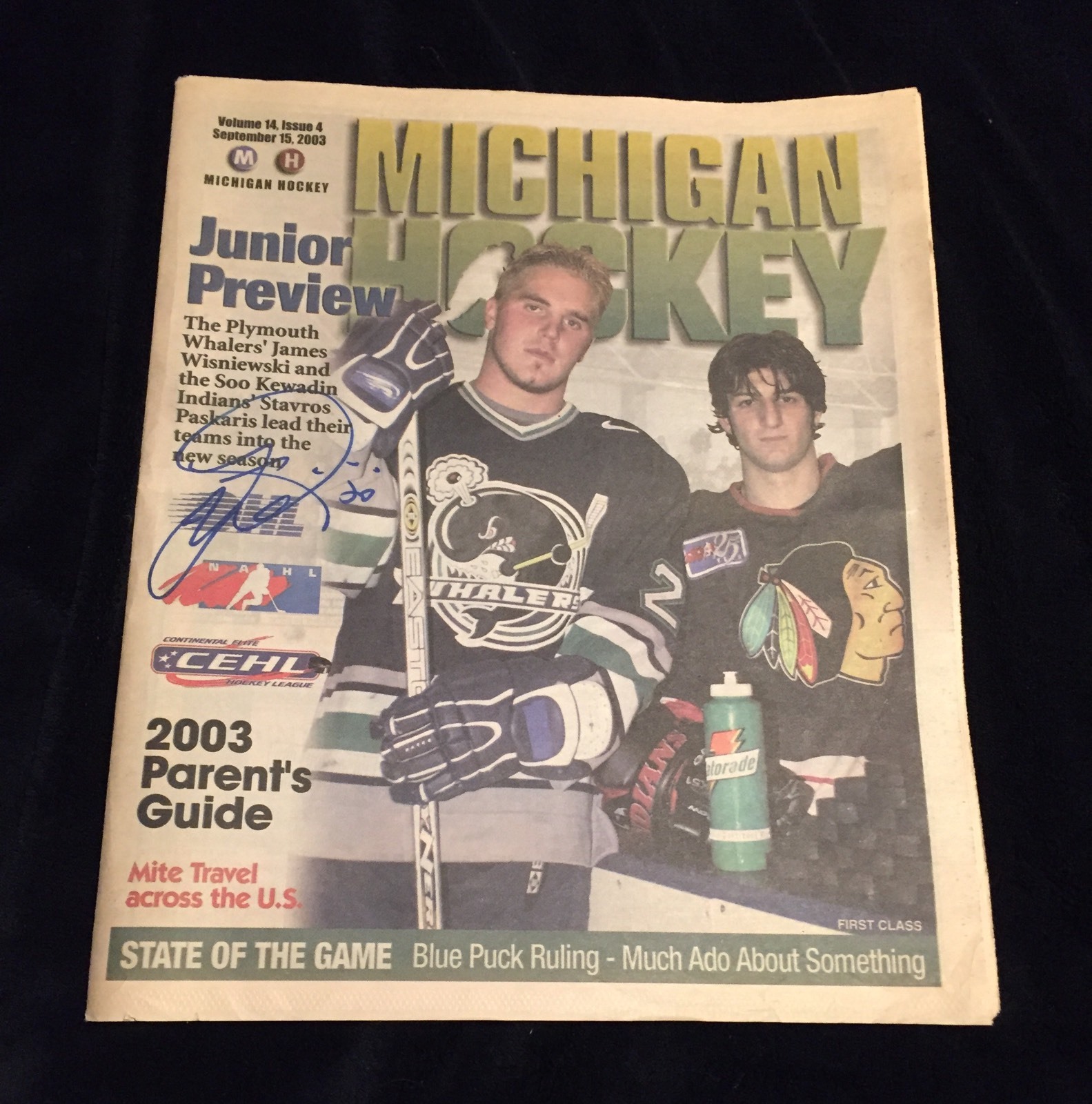 James Wisniewski Signed Michigan Hockey Magazine Plymouth Whalers Blue Jackets