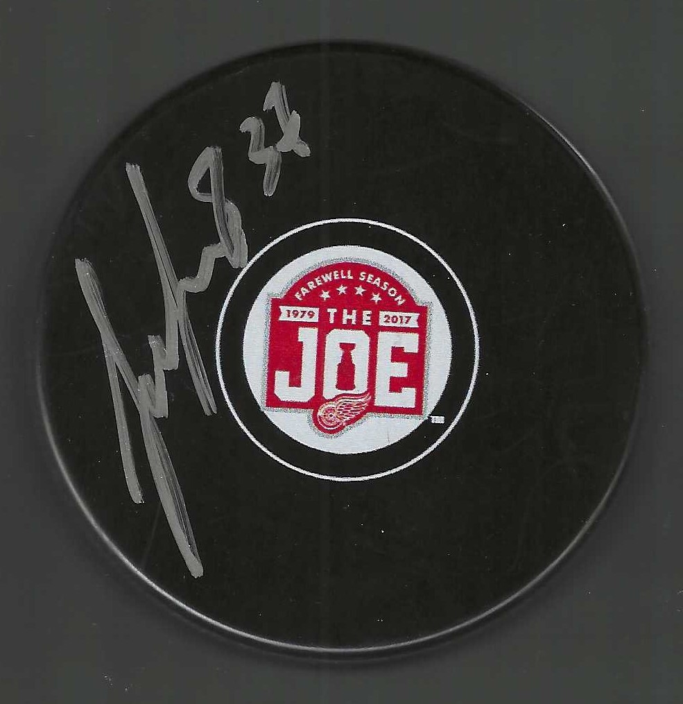 Evgeny Svechnikov Signed Detroit Red Wings Joe Louis Arena Farewell Season Puck